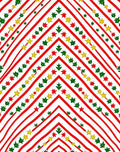 Red White Gold Green Star Garland Chevron Rug