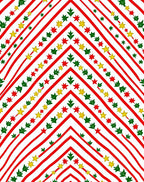 Red White Gold Green Star Garland Chevron Rug