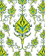Vibrant Yellow Blue floral pattern Rug