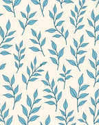 Blue Leafy Branches Pattern Rug