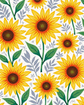 Bright Sunflower Patterned Folk Art Rug