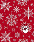 Red Snowflakes And Snowman Pattern Rug