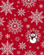 Red Snowflakes And Snowman Pattern Rug