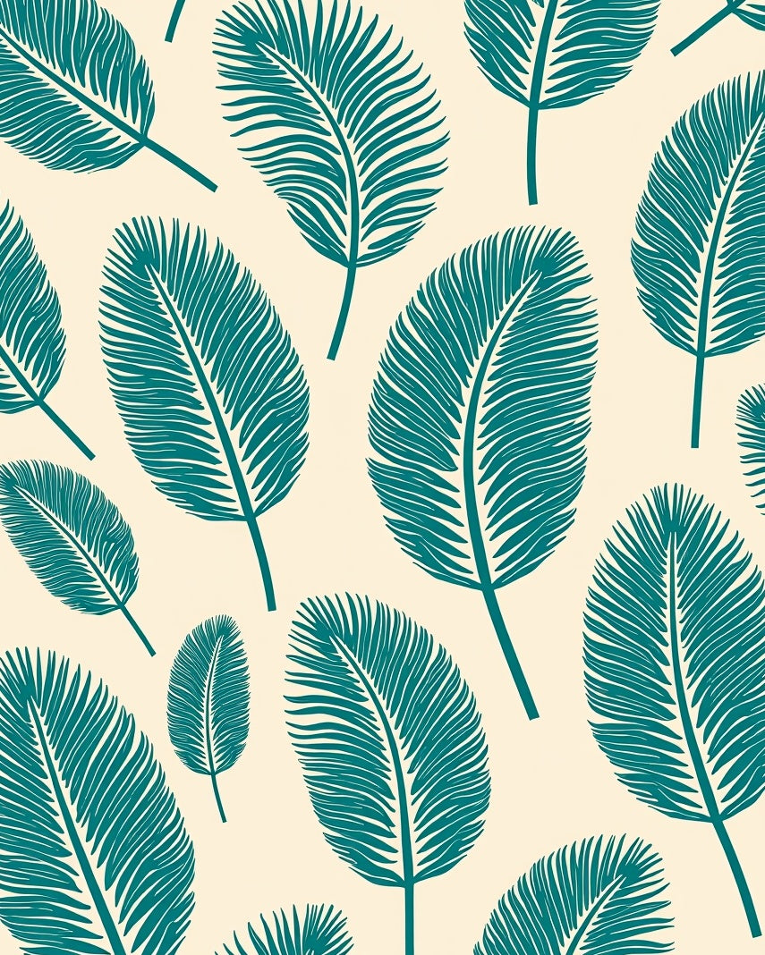 Tropical Palm Leaf Pattern Design Rug