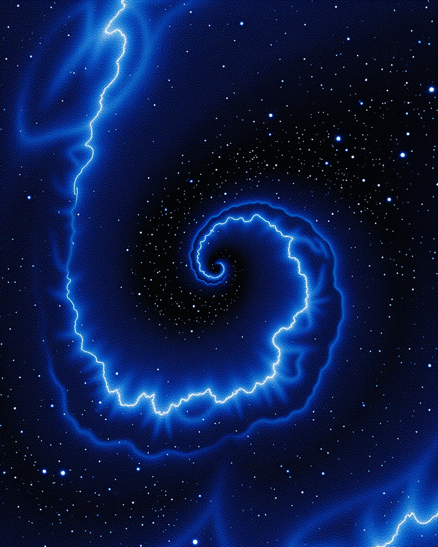 Cosmic Lightning Swirl Abstract Rug