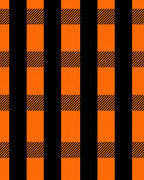 Bold Orange Black Plaid Design Rug