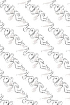 Minimalist White Gray Swirl Flower Pattern Rug