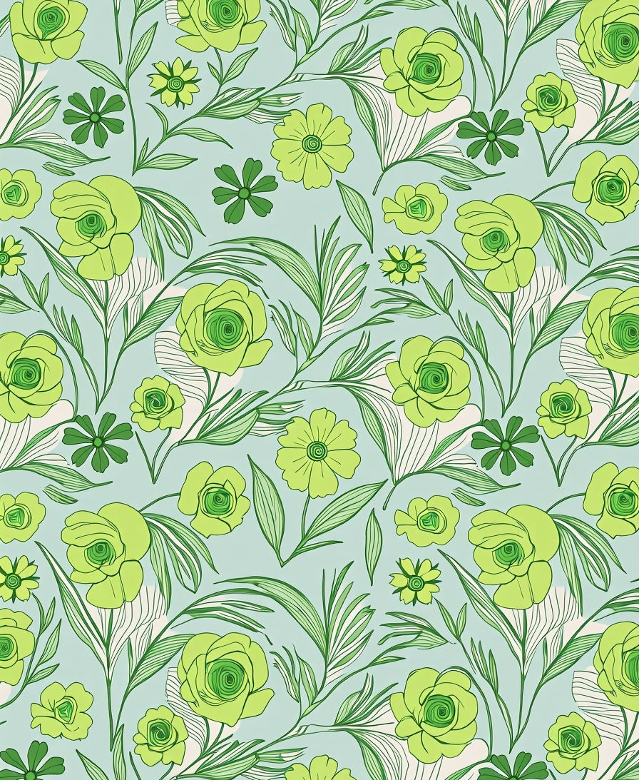 Verdant Floral Vine Pattern Rug