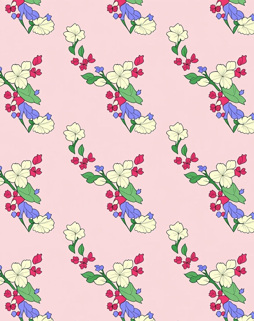 Whimsical Floral Vine Design Rug