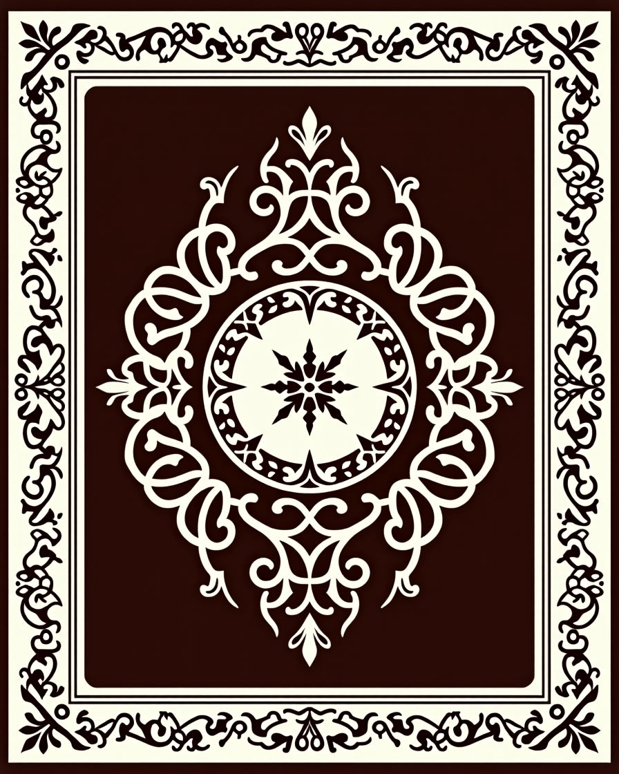Intricate Floral Mandala Border Design Rug