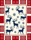 Navy Reindeer Snowflake Festive Pattern Rug