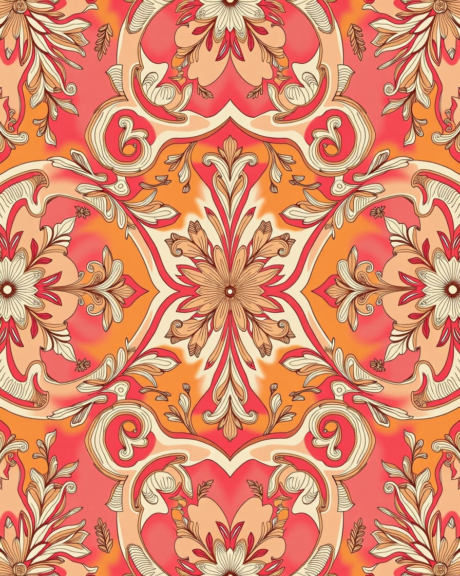 Ornate Floral Swirls Pattern Design Rug