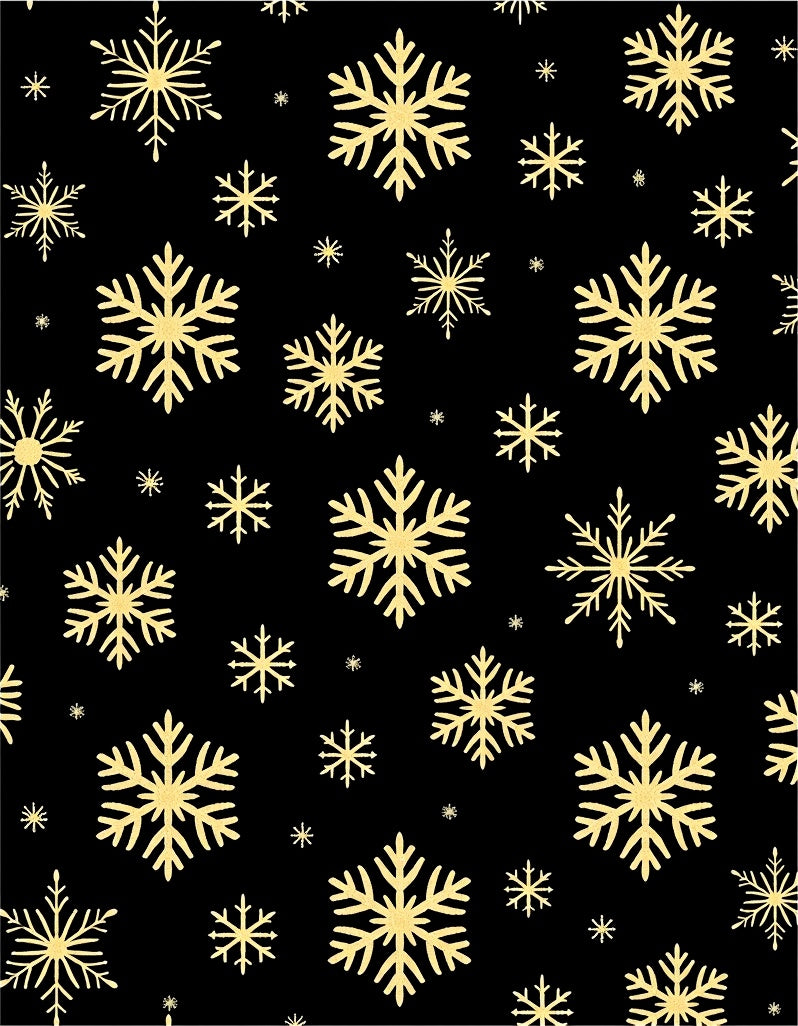 Golden Snowflakes Black Background Rug