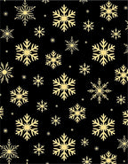 Golden Snowflakes Black Background Rug