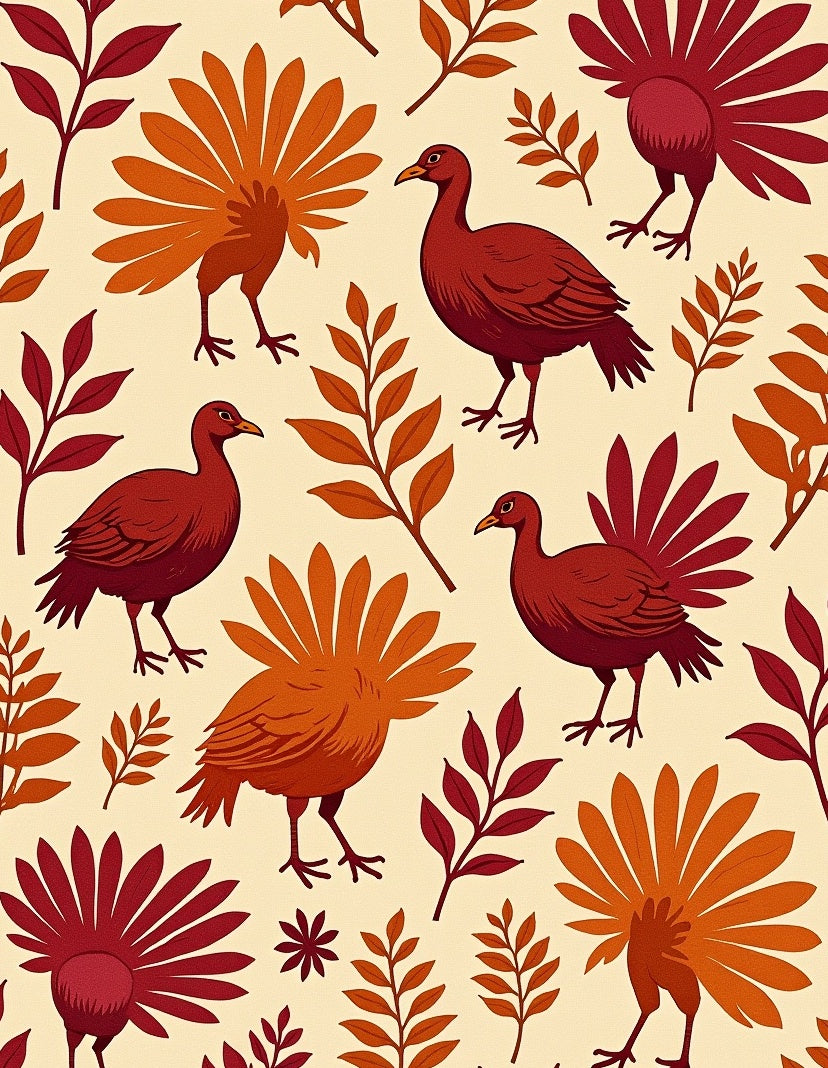 Autumn Turkey Leaf Pattern Rug