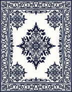 Classic Floral Medallion Border Design Rug