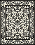 Vintage Black Ivory Floral Pattern Rug