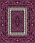 Pink Black Floral Medallion Frame Rug