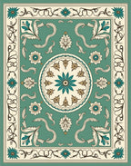 Art Nouveau Floral Medallion Pattern Rug