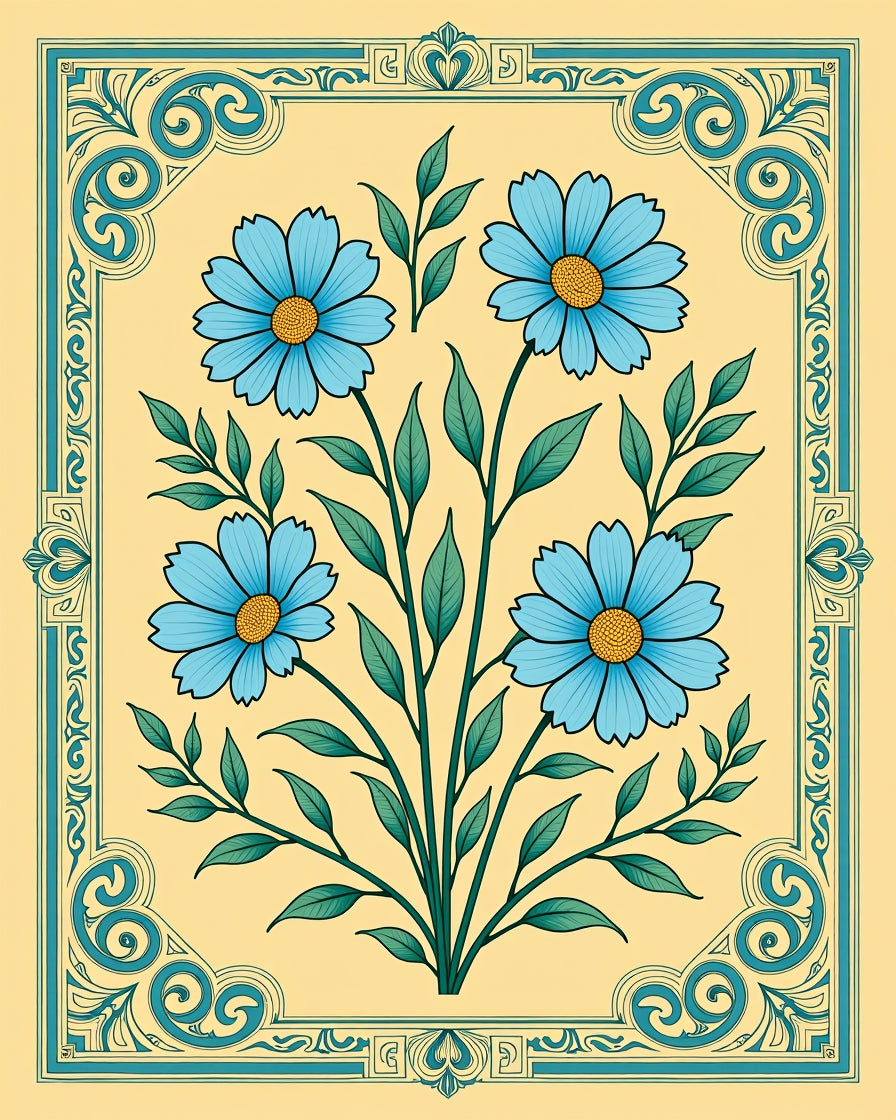 Floral Garden Border Design Rug