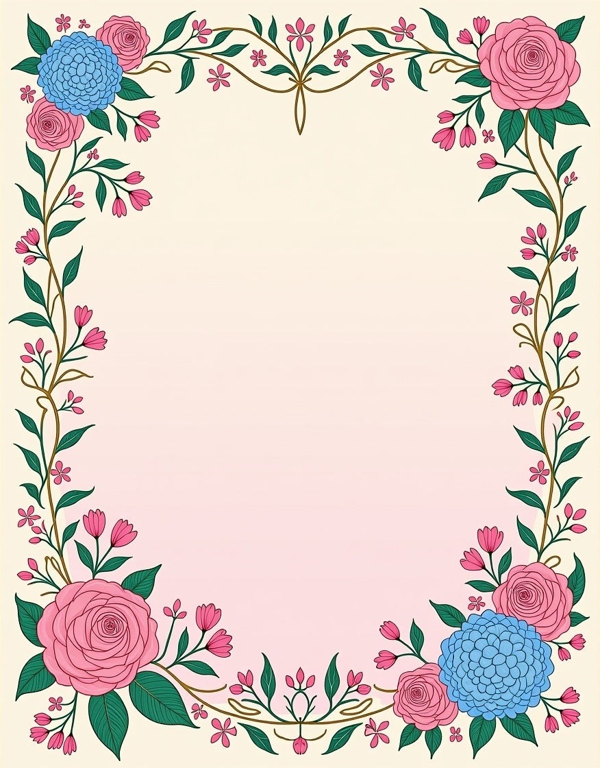 Pink Hydrangea Rose Floral Garland Rug