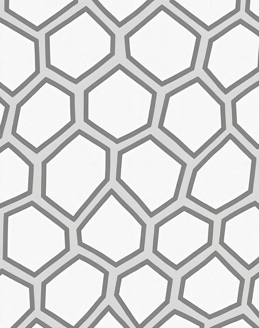Modern Gray Hexagon Pattern Rug