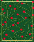 Festive Green Berry Branch Arrangement Rug