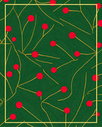 Festive Green Berry Branch Arrangement Rug