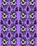 Ornate Black White Scroll Pattern Rug