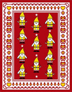 Red Yellow Gnomes Star Border Rug