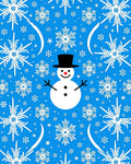 Whimsical Blue Snowman Snowflake Swirl Rug