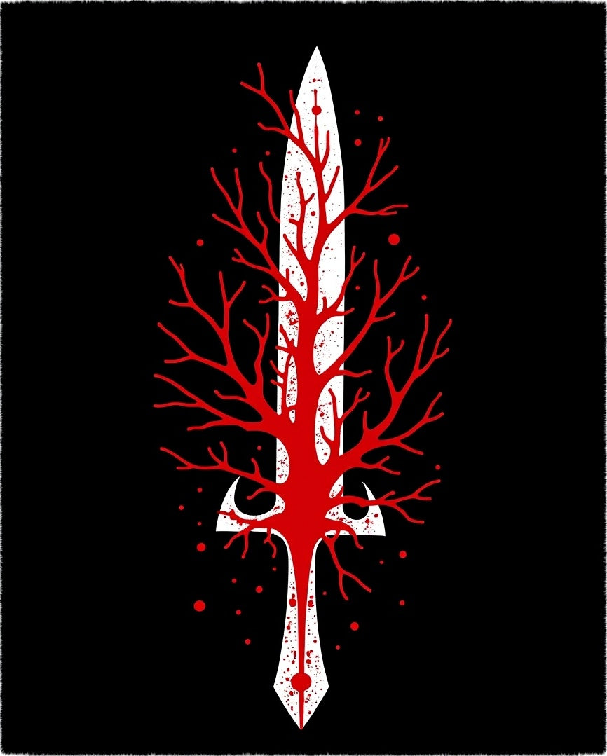 Crimson branches on white blade Rug