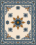 Classic Floral Blue and Gold Rug