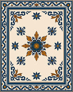 Classic Floral Blue and Gold Rug
