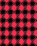 Red Black Pixelated Geometric Pattern Rug