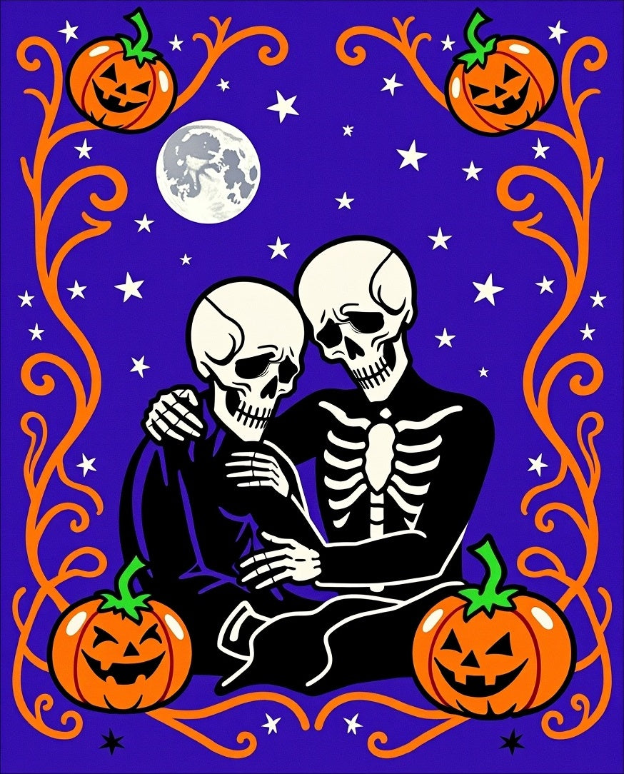 Spooky Skeletons P umpkins Halloween Design Rug
