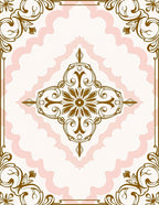 Ornate Floral Pink and Gold Medallion Rug