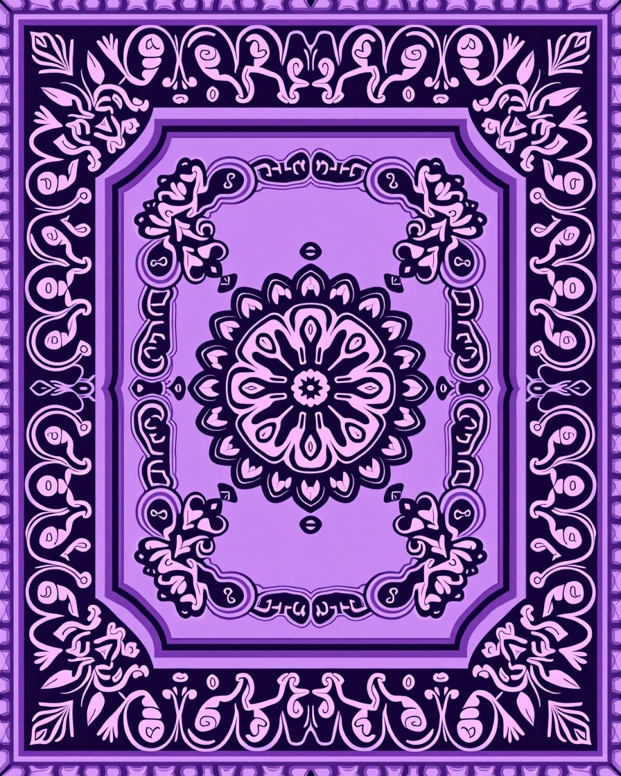 Ornate Violet Mandala Pattern Design Rug