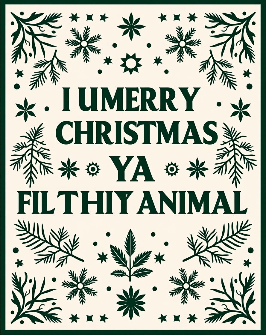 Dark Green Festive Foliage Holiday Rug