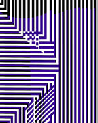 Bold Purple White Striped Geometric Rug