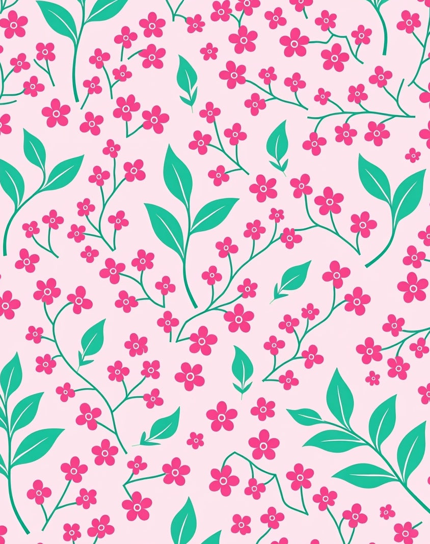 Pink Floral Nature Pattern Rug