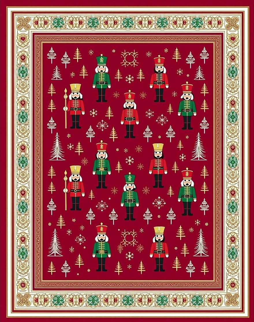 Festive Nutcracker Soldier Pattern Rug