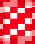 Red White Abstract Geometric Tile Rug