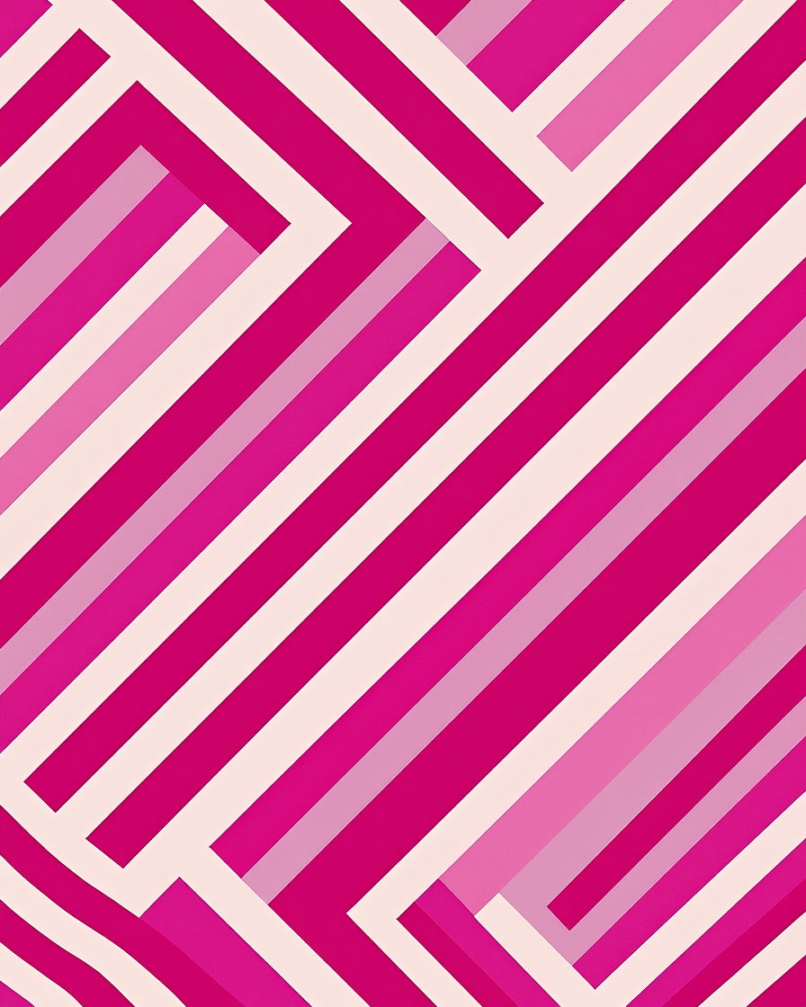 Modern Pink Geometric Stripe Rug