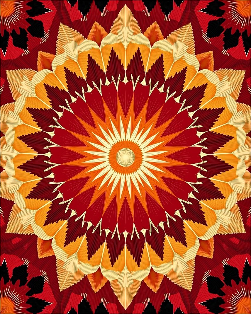 Radiant Sunburst Mandala Pattern Design Rug