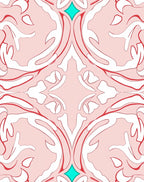Pink Abstract Swirl Floral Accent Rug