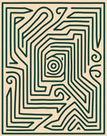 Minimalist Beige Green Maze Rug