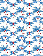 Blue Snowman Berry Garland Repeats Rug