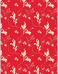 Red Floral Vine Cream Pattern Rug