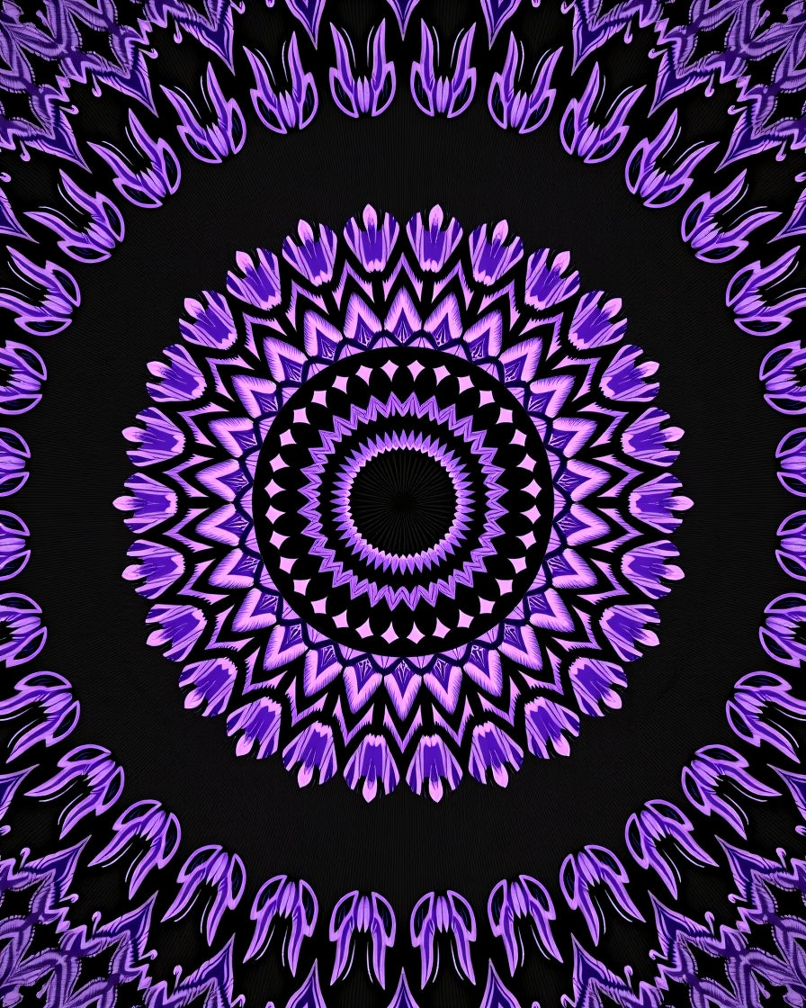 Radiant Mandala Violet Petal Design Rug